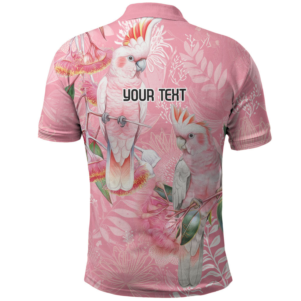 Personalised Galah Cockatoo Eucalyptus Flowers Polo Shirt Australian Breast Cancer Support Spirit