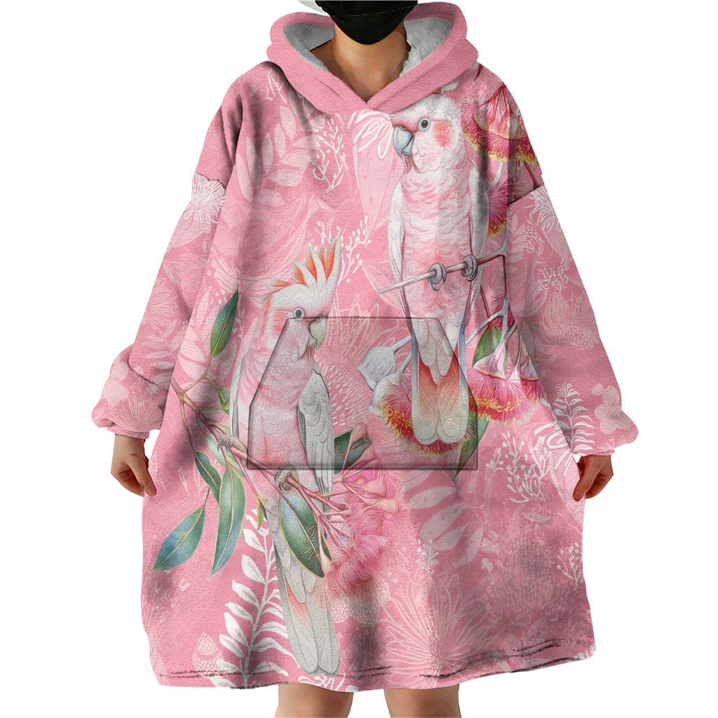Personalised Galah Cockatoo Eucalyptus Flowers Wearable Blanket Hoodie Australian Breast Cancer Support Spirit