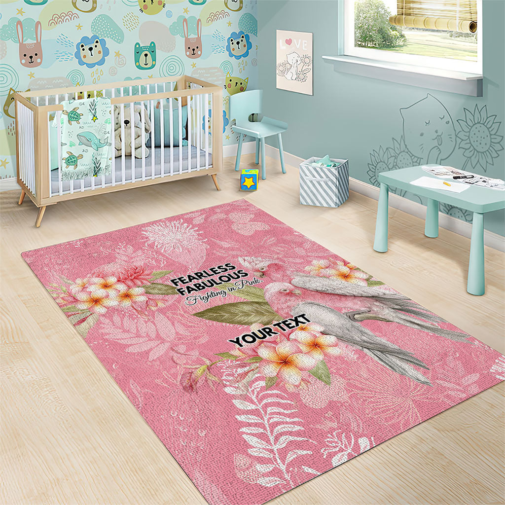 Personalised Galah Cockatoo Fighting in Pink Area Rug Australian Breast Cancer Support Spirit