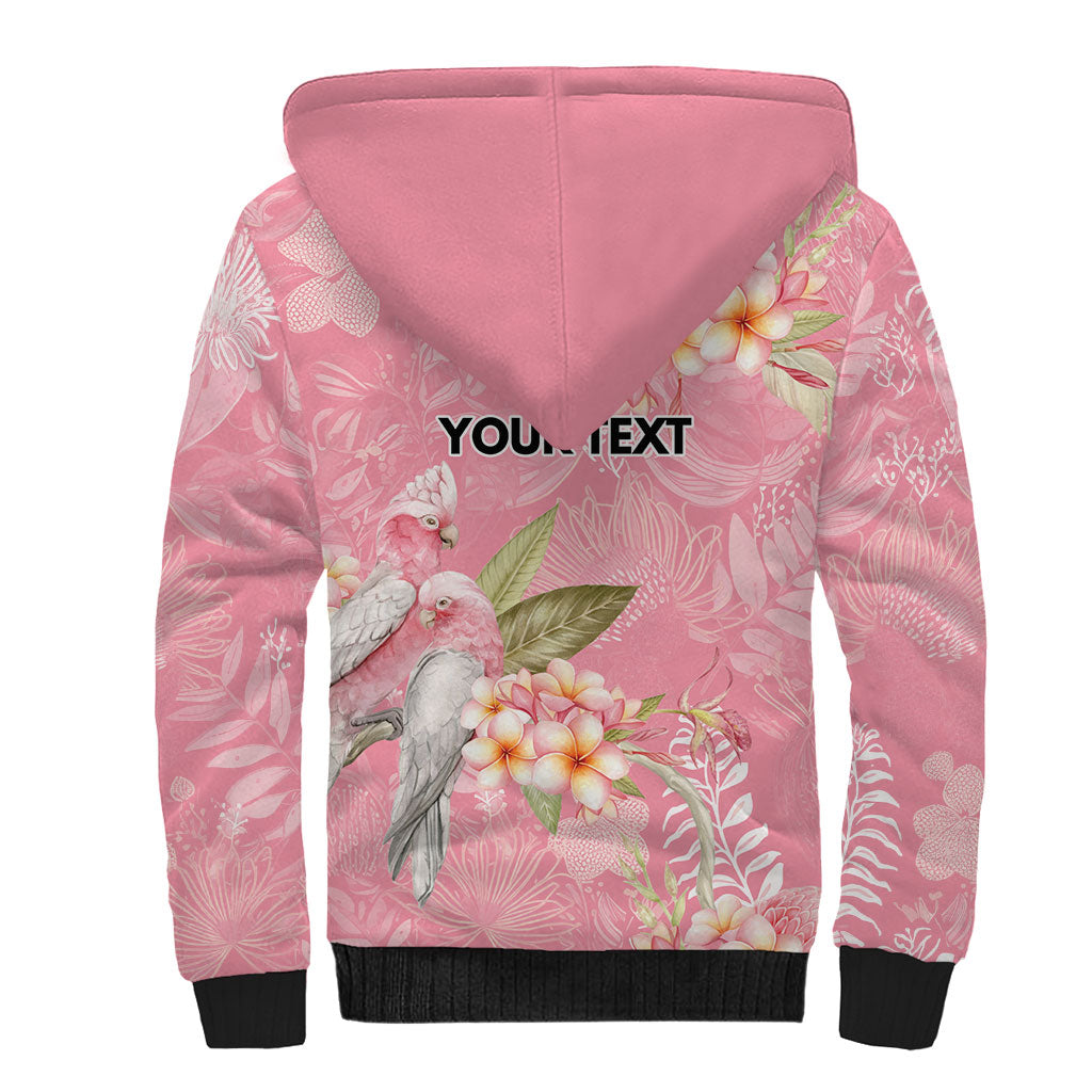 Personalised Galah Cockatoo Fighting in Pink Sherpa Hoodie Australian Breast Cancer Support Spirit