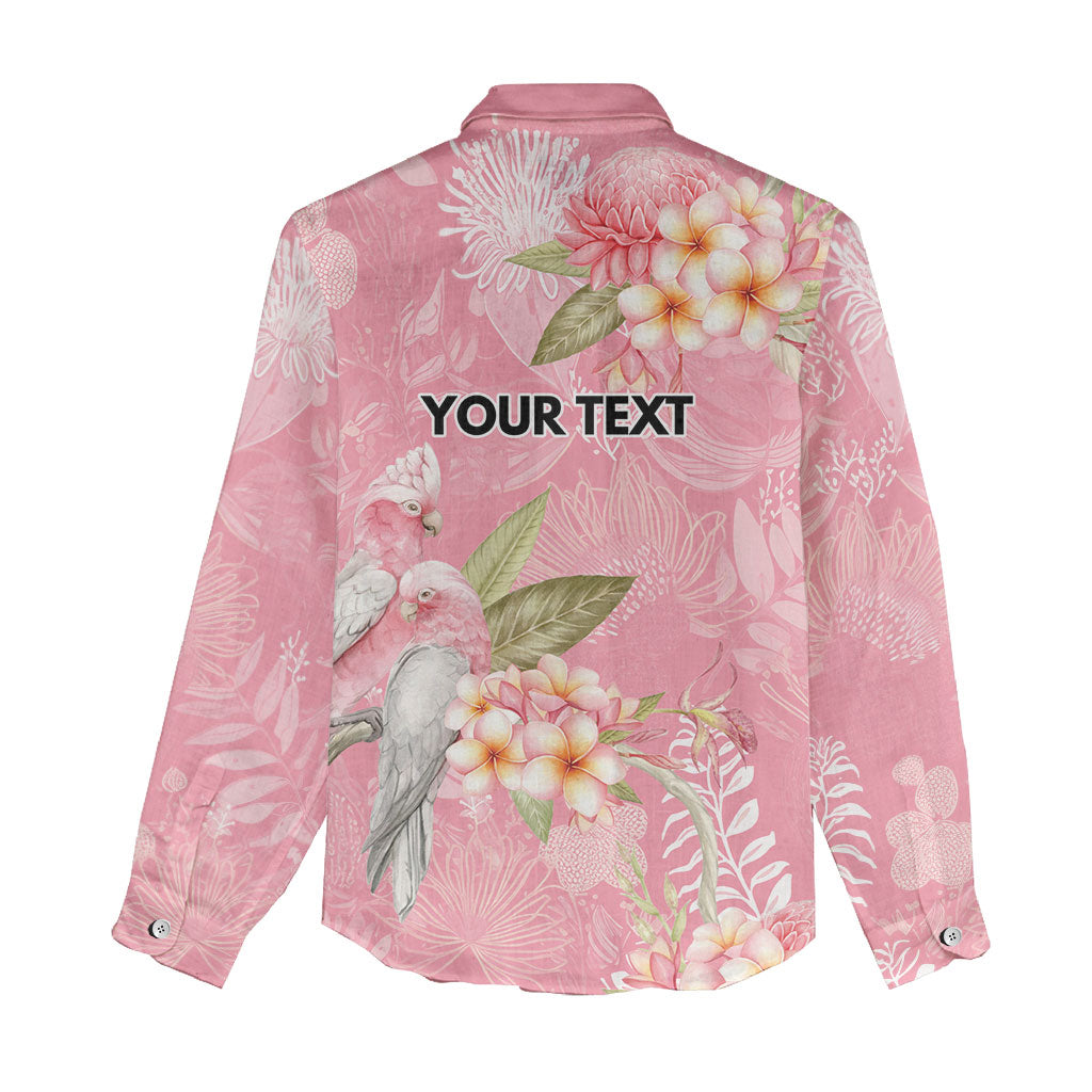 Personalised Galah Cockatoo Fighting in Pink Women Casual Shirt Australian Breast Cancer Support Spirit