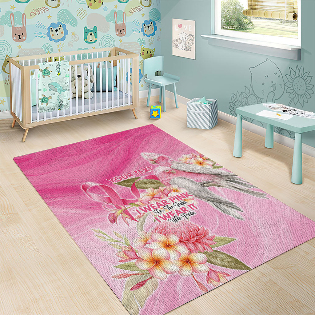 Personalised I Wear Pink For The Fight Area Rug Australian Breast Cancer Support Spirit