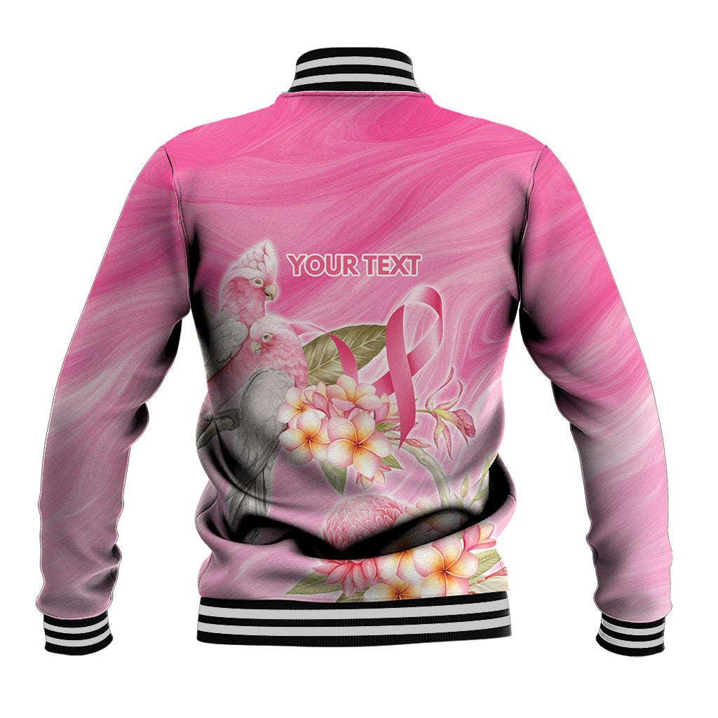 Personalised I Wear Pink For The Fight Baseball Jacket Australian Breast Cancer Support Spirit