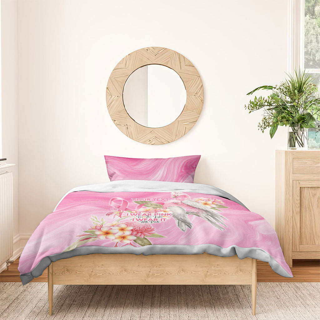 Personalised I Wear Pink For The Fight Bedding Set Australian Breast Cancer Support Spirit