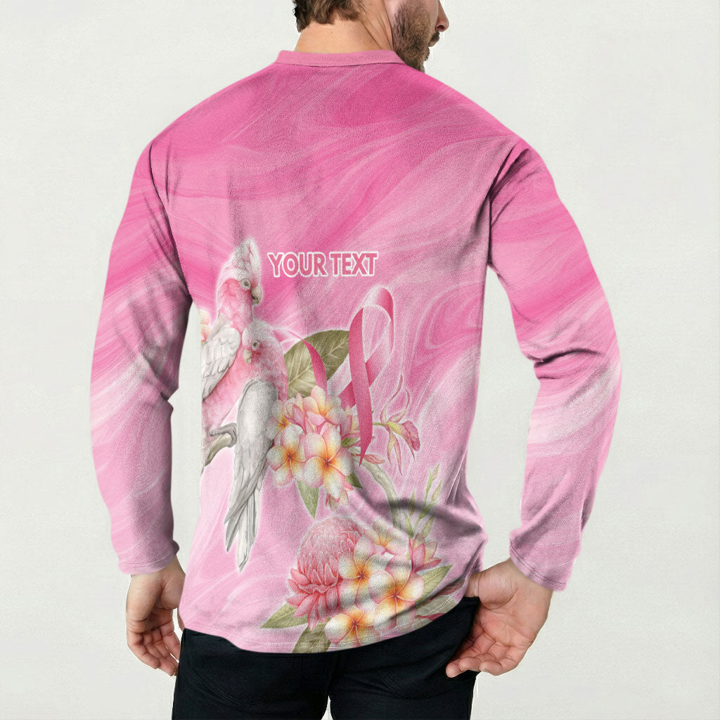 Personalised I Wear Pink For The Fight Button Sweatshirt Australian Breast Cancer Support Spirit