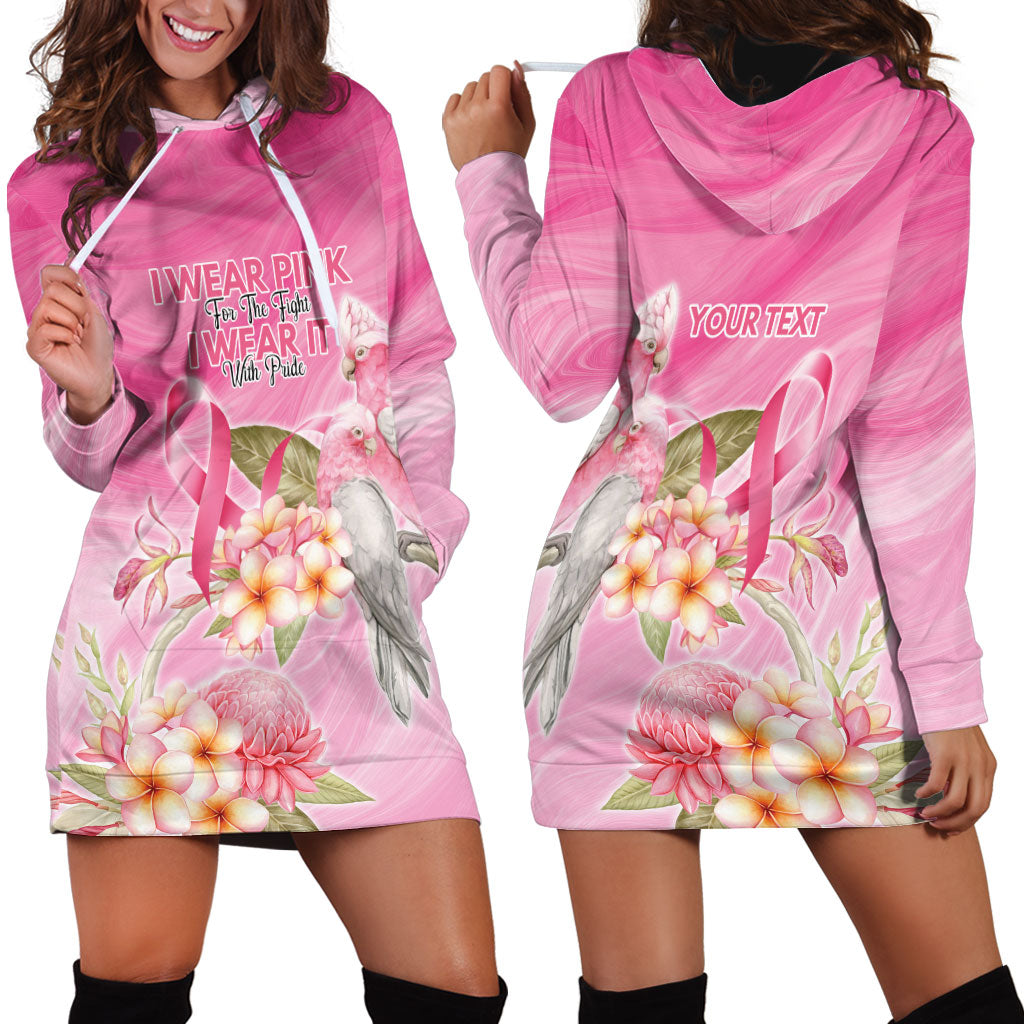 Personalised I Wear Pink For The Fight Hoodie Dress Australian Breast Cancer Support Spirit