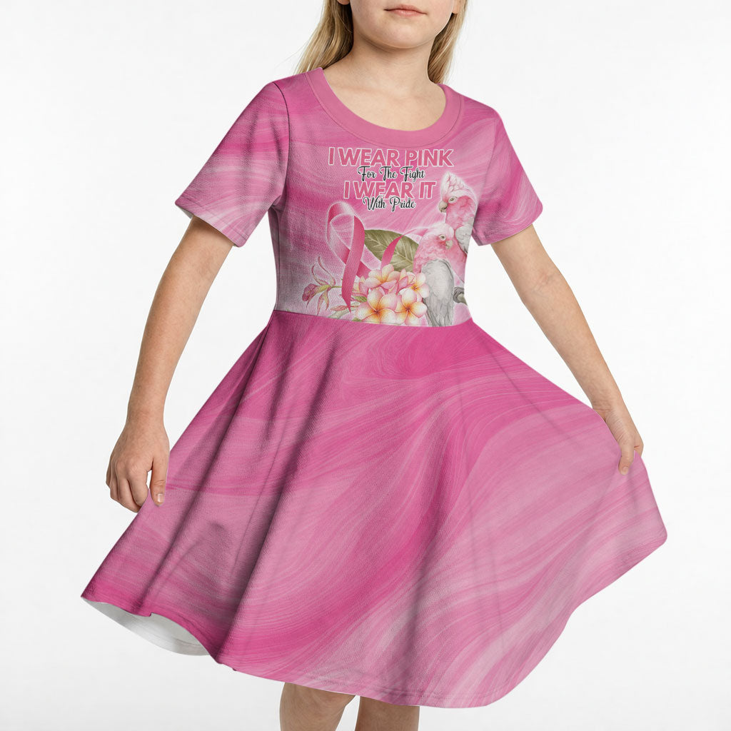 Personalised I Wear Pink For The Fight Kid Short Sleeve Dress Australian Breast Cancer Support Spirit