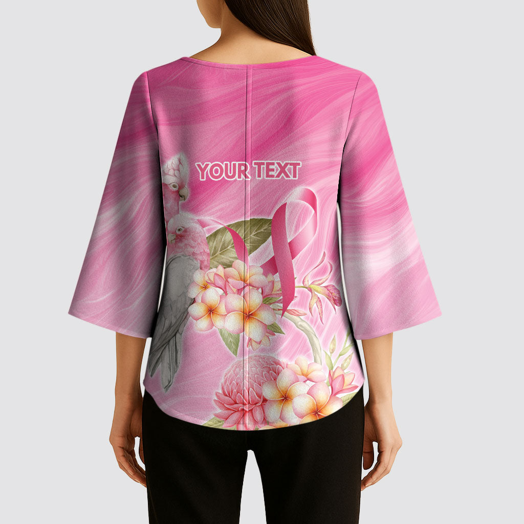 Personalised I Wear Pink For The Fight Kimono Sleeve Blouse Australian Breast Cancer Support Spirit