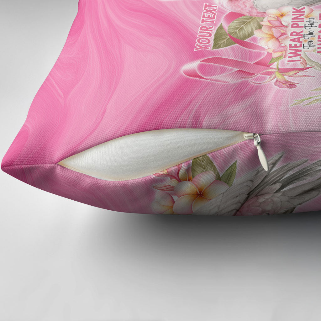 Personalised I Wear Pink For The Fight Pillow Cover Australian Breast Cancer Support Spirit