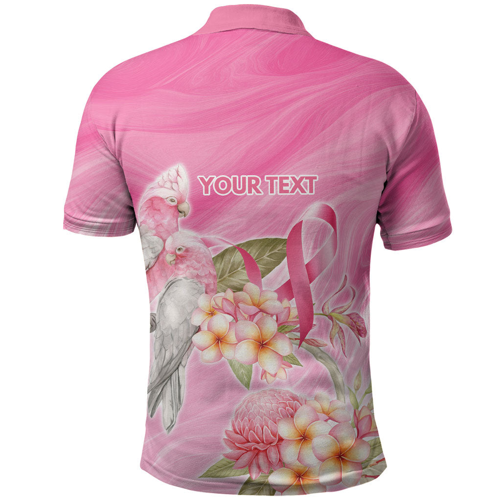 Personalised I Wear Pink For The Fight Polo Shirt Australian Breast Cancer Support Spirit