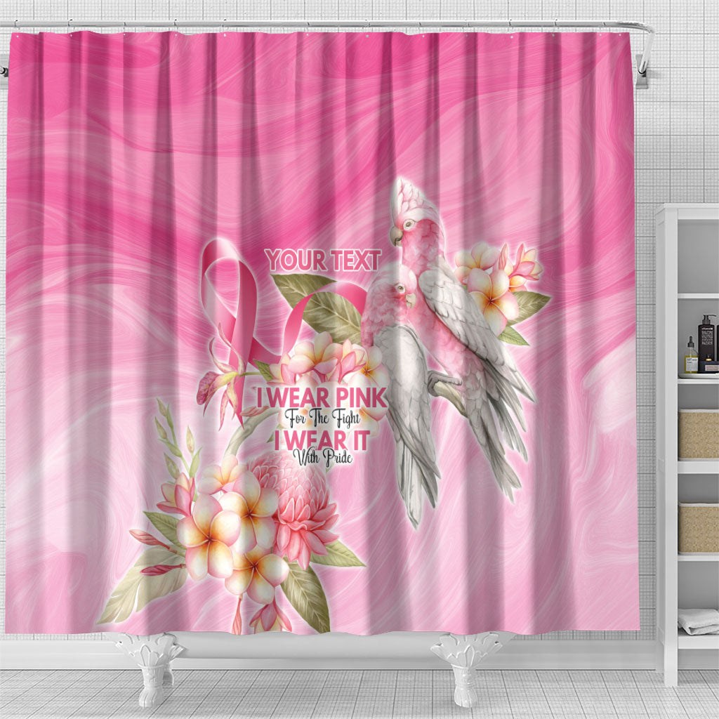 Personalised I Wear Pink For The Fight Shower Curtain Australian Breast Cancer Support Spirit