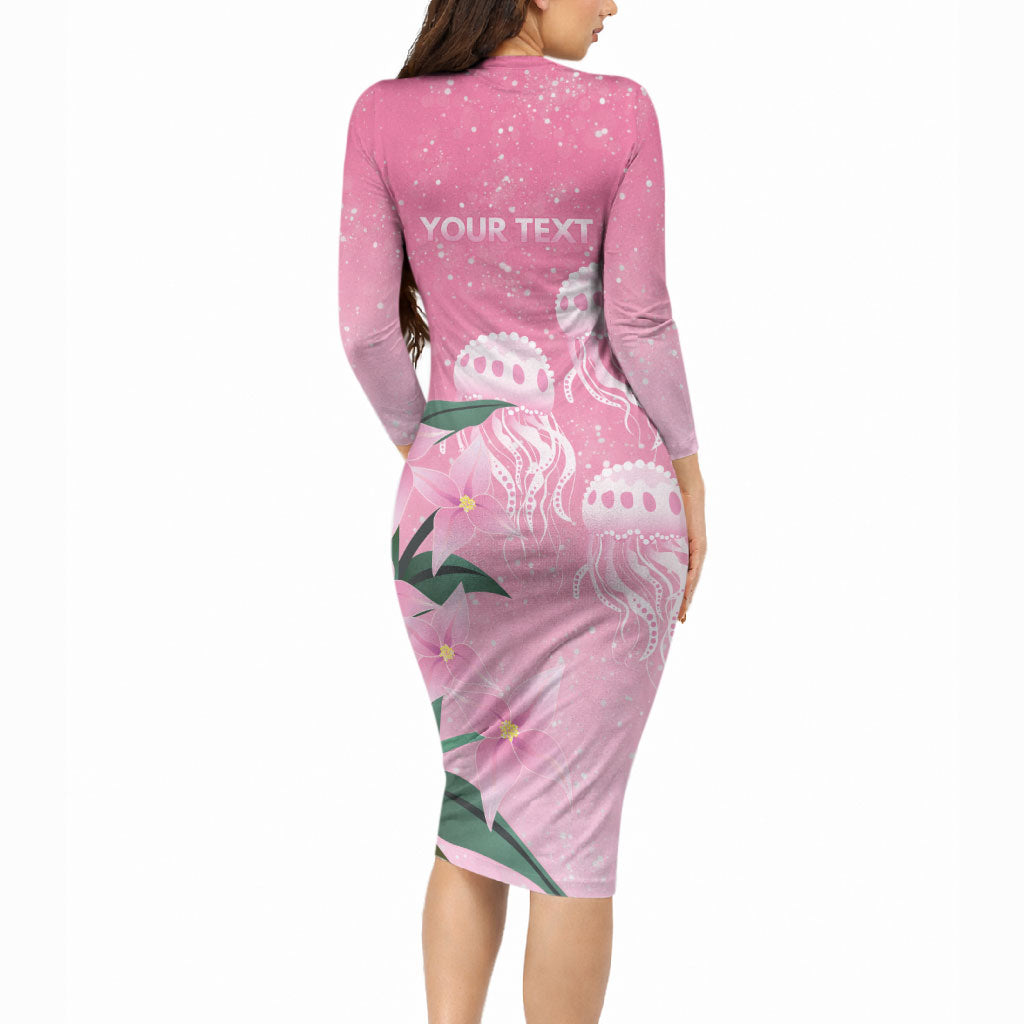 Personalised Pink Boronia of Hope Long Sleeve Bodycon Dress Australia’s Fight Against Breast Cancer Support