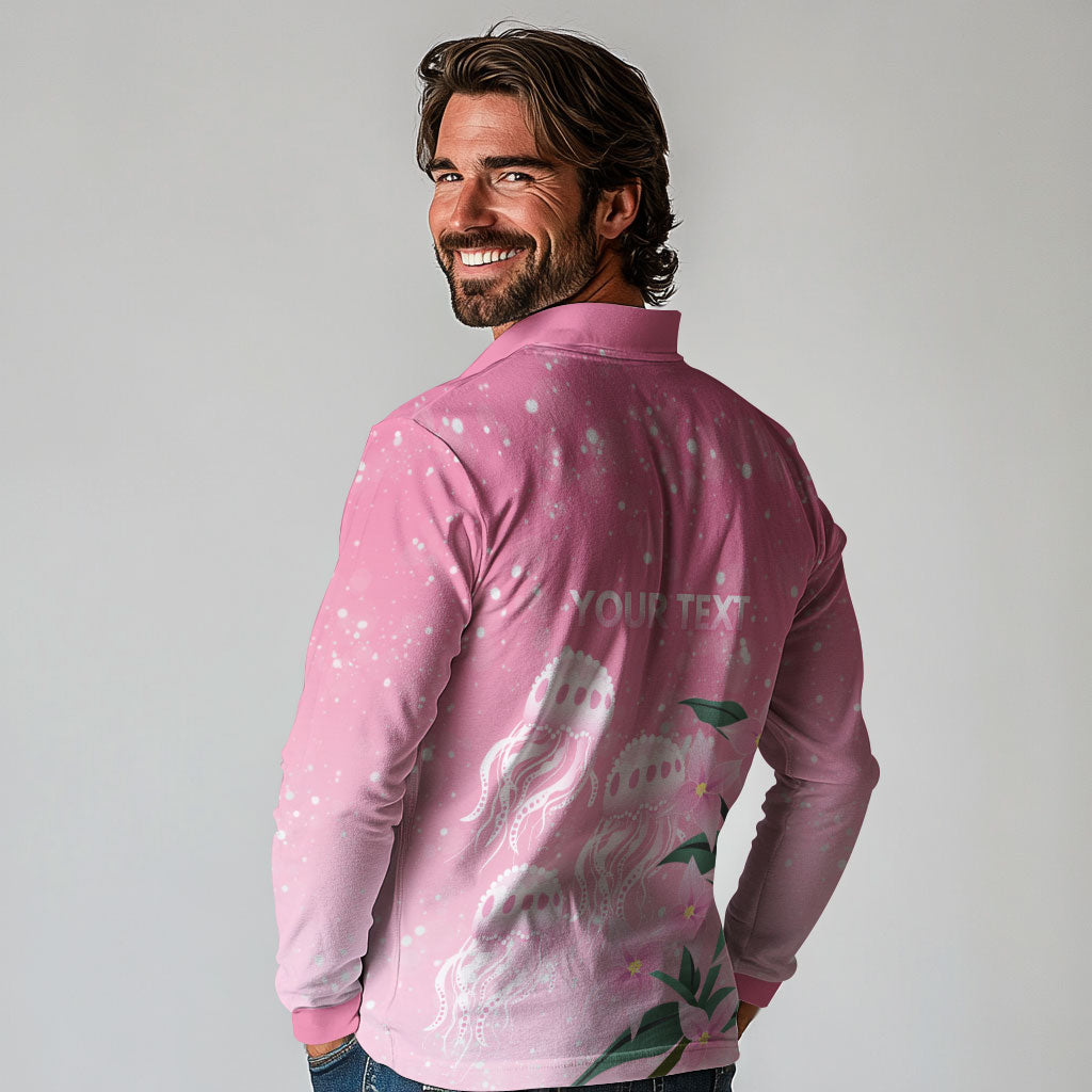 Personalised Pink Boronia of Hope Long Sleeve Polo Shirt Australia’s Fight Against Breast Cancer Support