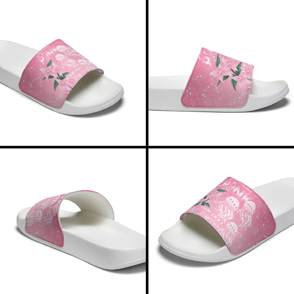 Personalised Pink Boronia of Hope Slide Sandals Australia’s Fight Against Breast Cancer Support