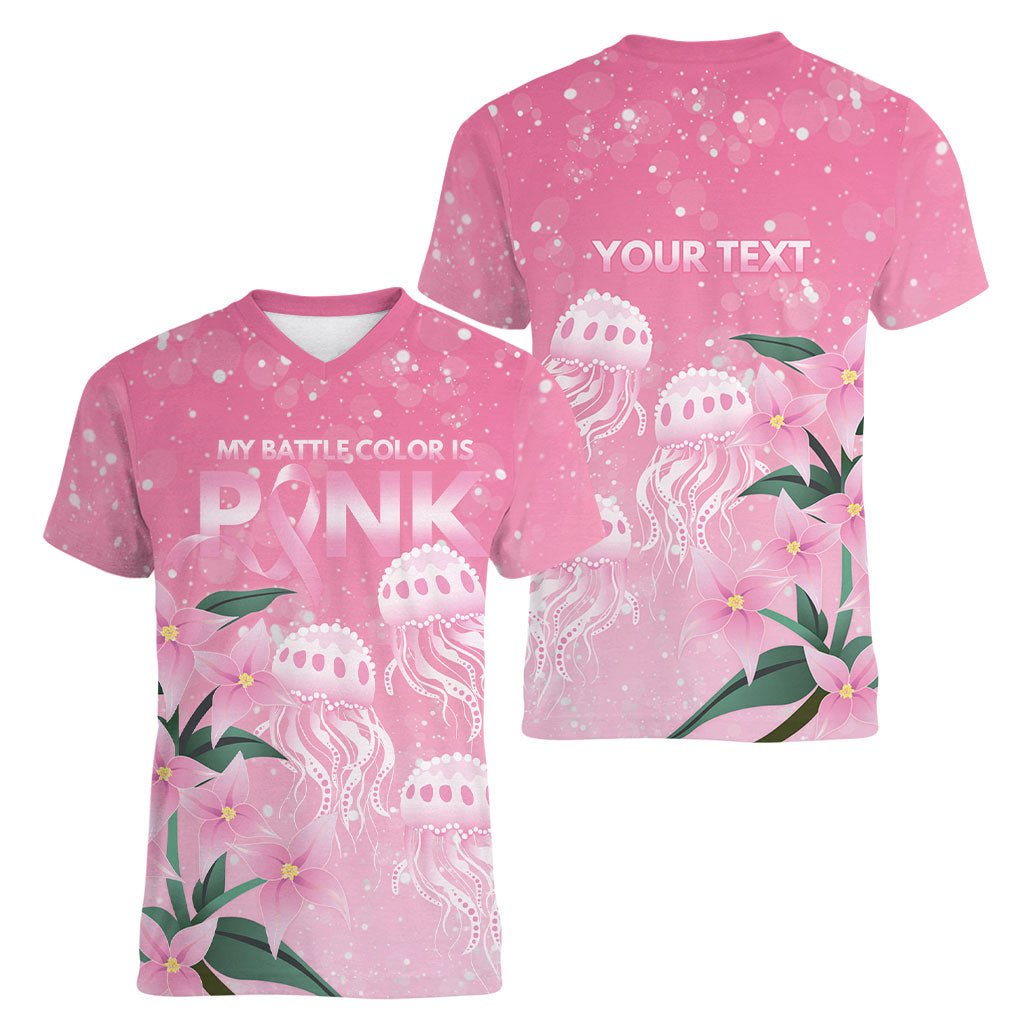 Personalised Pink Boronia of Hope Women V-Neck T-Shirt Australia’s Fight Against Breast Cancer Support