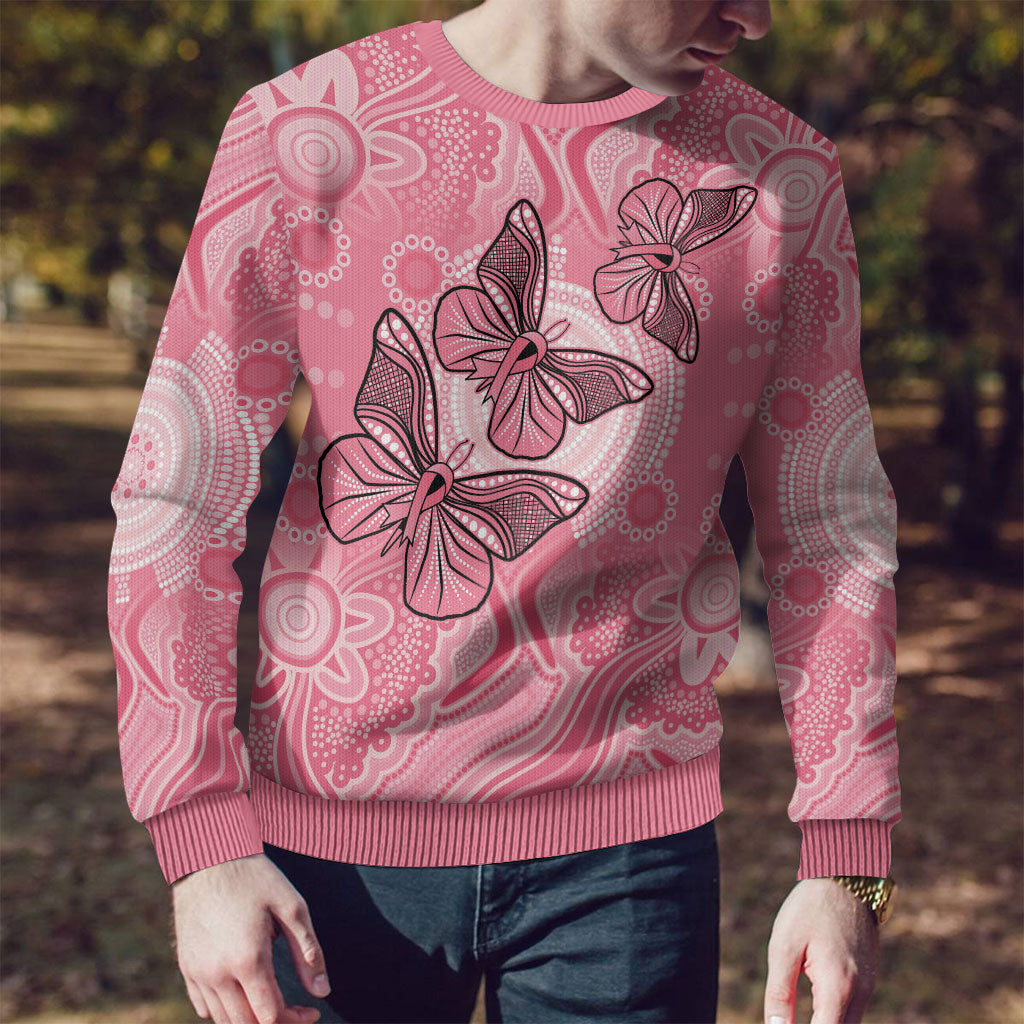 Personalized Pink Butterfly Spirit Ugly Christmas Sweater Australia’s Breast Cancer Support
