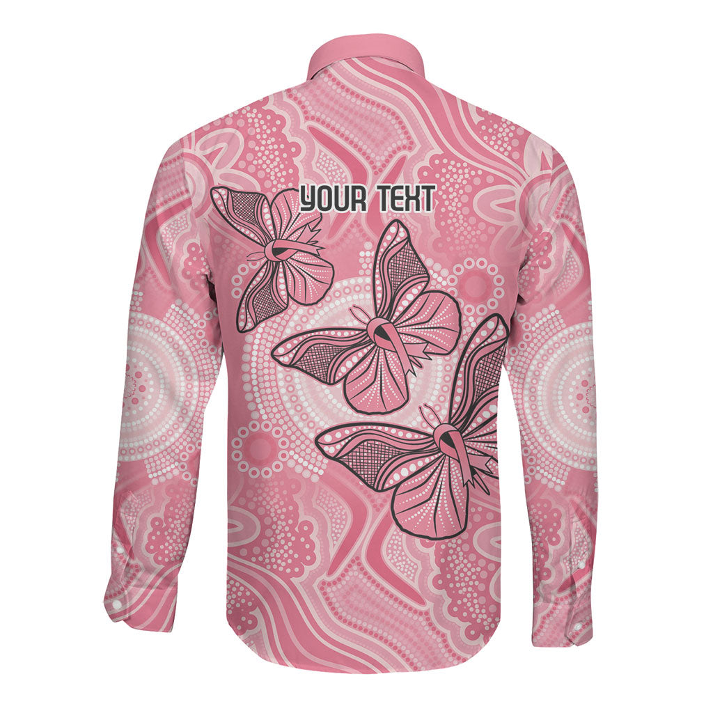 Personalized Pink Butterfly Spirit Long Sleeve Button Shirt Australia’s Breast Cancer Support