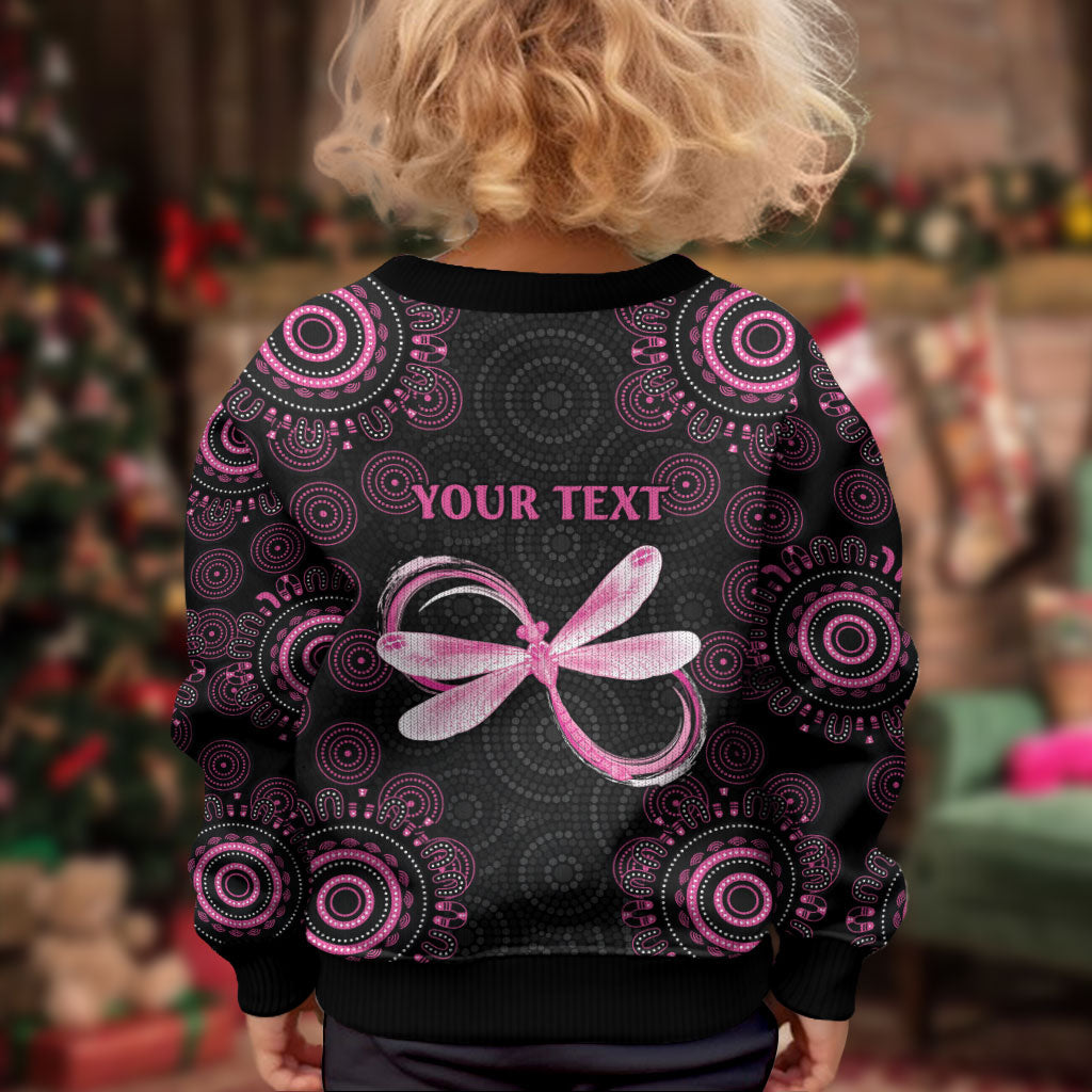Personalized Pink Dragonfly Aboriginal of Hope Kid Ugly Christmas Sweater Australia’s Breast Cancer Support