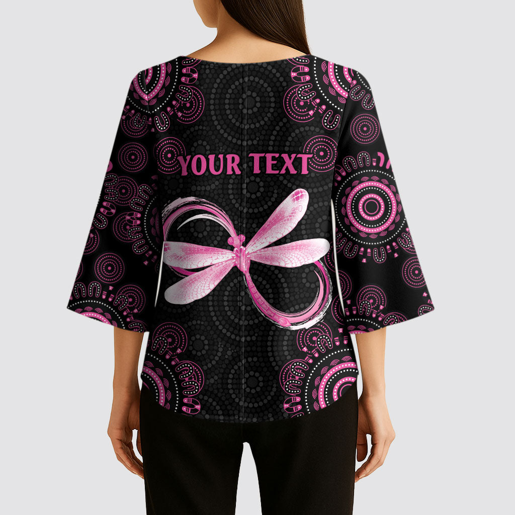 Personalized Pink Dragonfly Aboriginal of Hope Kimono Sleeve Blouse Australia’s Breast Cancer Support