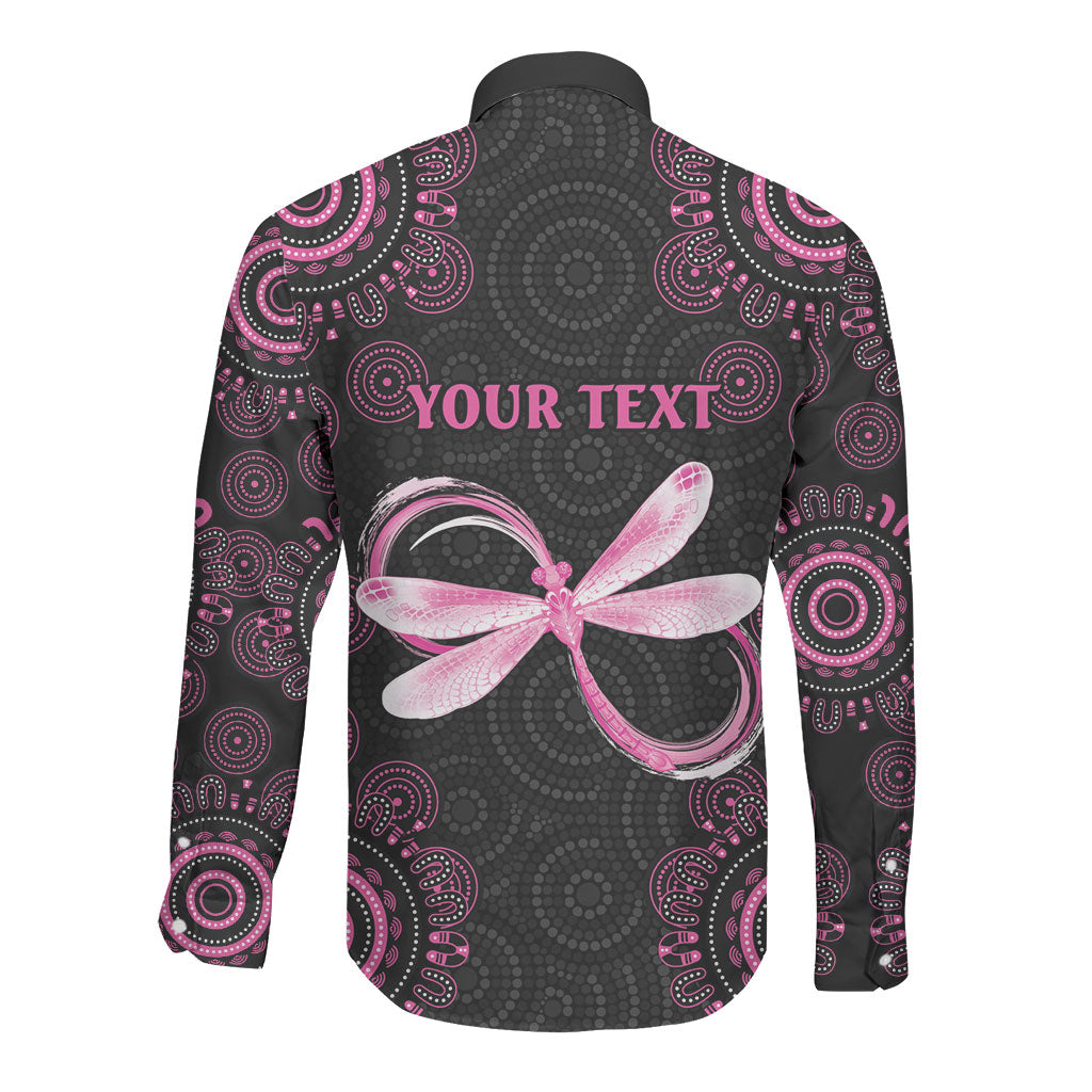 Personalized Pink Dragonfly Aboriginal of Hope Long Sleeve Button Shirt Australia’s Breast Cancer Support