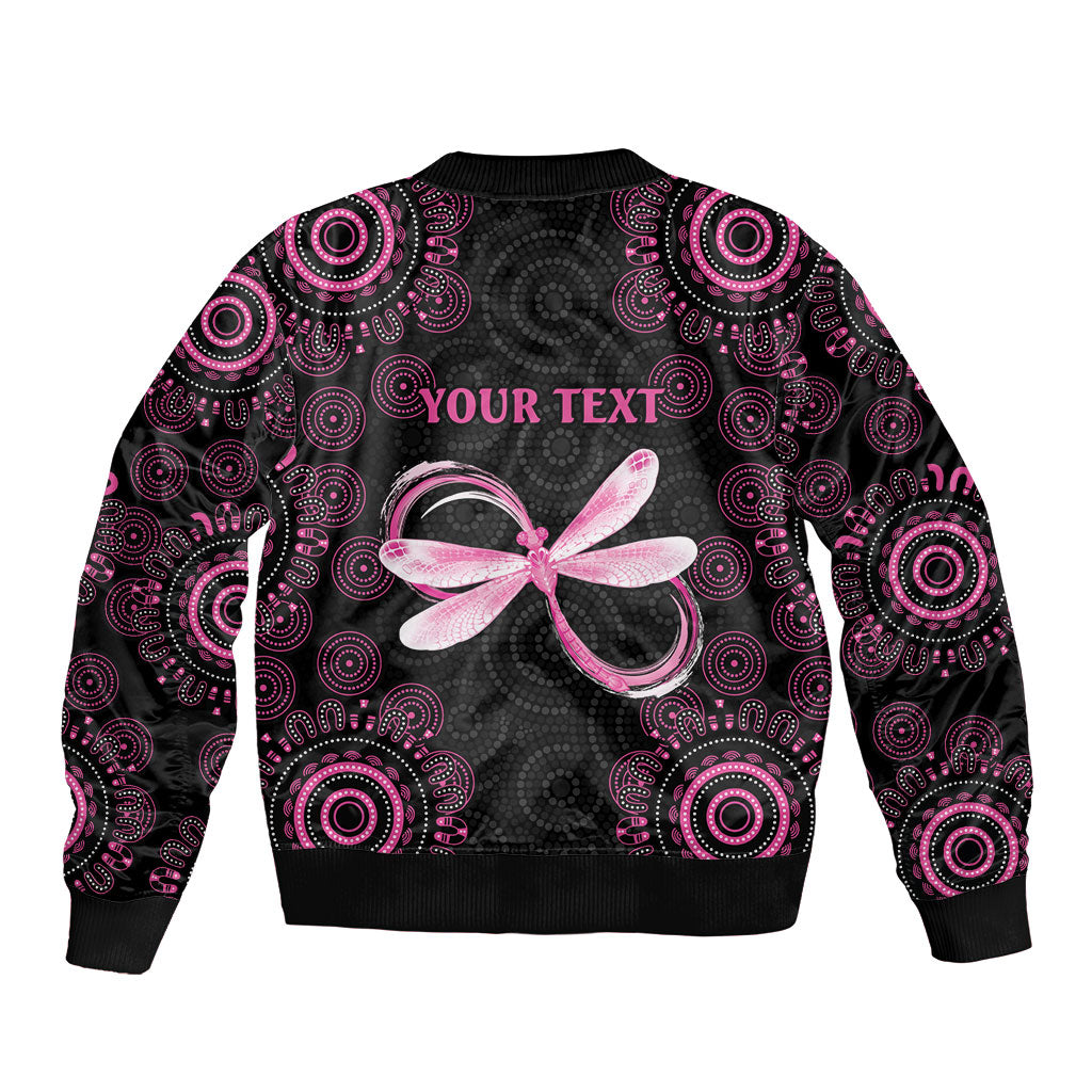 Personalized Pink Dragonfly Aboriginal of Hope Sleeve Zip Bomber Jacket Australia’s Breast Cancer Support