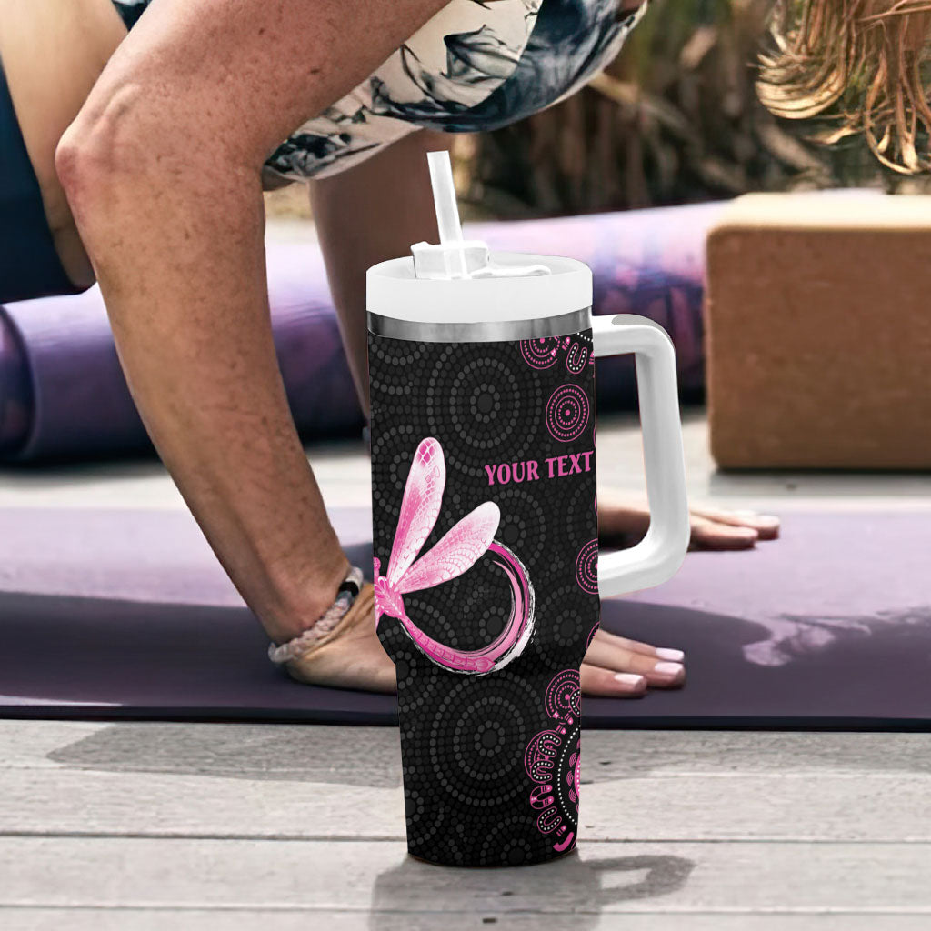 Personalized Pink Dragonfly Aboriginal of Hope Tumbler With Handle Australia’s Breast Cancer Support