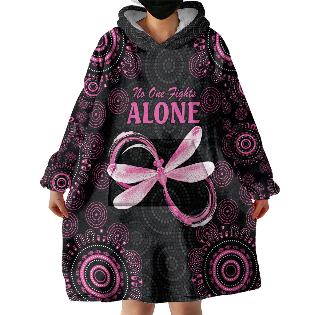 Personalized Pink Dragonfly Aboriginal of Hope Wearable Blanket Hoodie Australia’s Breast Cancer Support