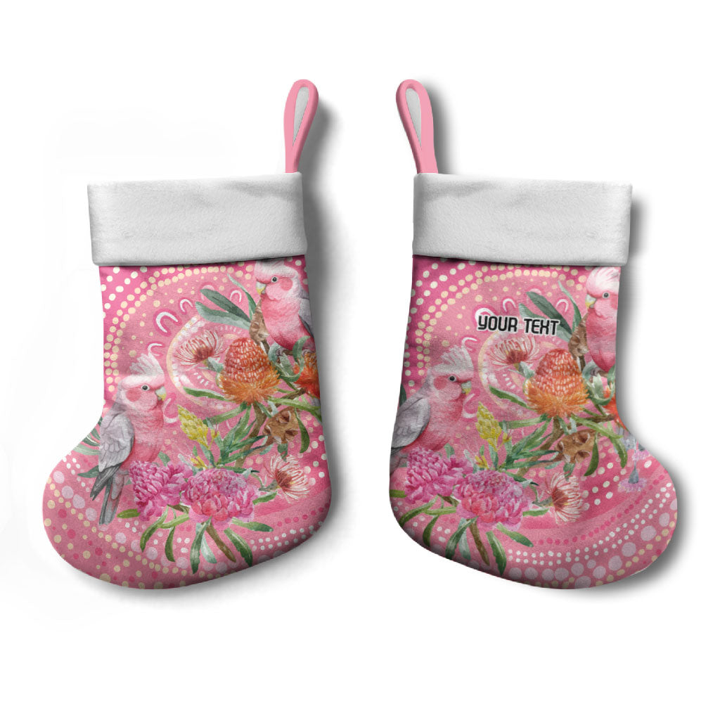Personalized Pink Galah Aboriginal Dot Art Christmas Stocking Australia’s Breast Cancer Support