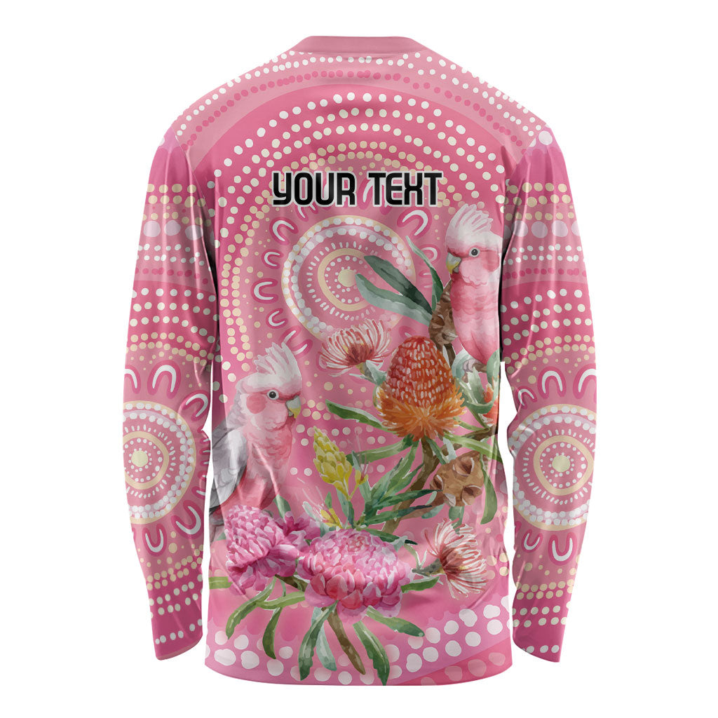 Personalized Pink Galah Aboriginal Dot Art Long Sleeve Shirt Australia’s Breast Cancer Support