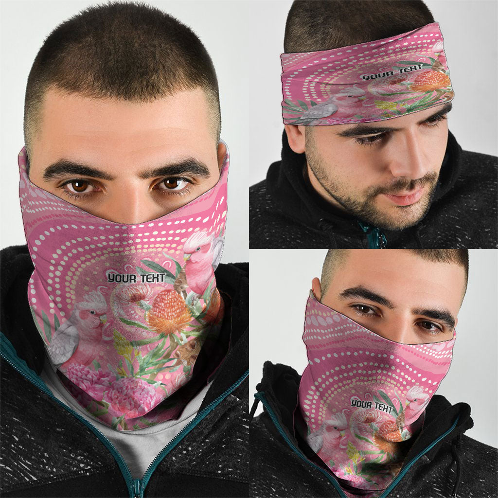 Personalized Pink Galah Aboriginal Dot Art Neck Gaiter Australia’s Breast Cancer Support