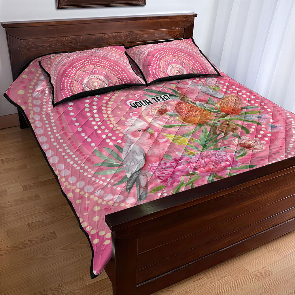 Personalized Pink Galah Aboriginal Dot Art Quilt Bed Set Australia’s Breast Cancer Support