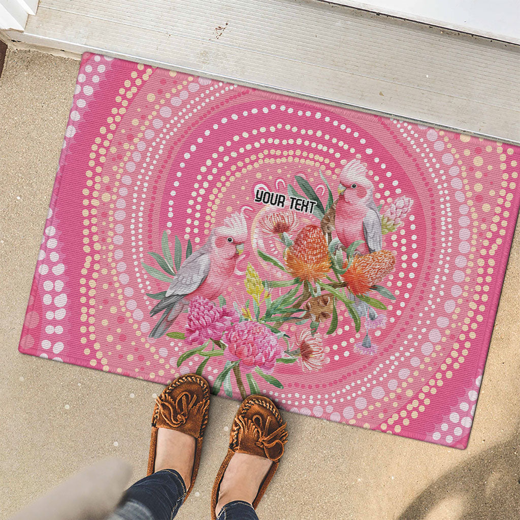 Personalized Pink Galah Aboriginal Dot Art Rubber Doormat Australia’s Breast Cancer Support