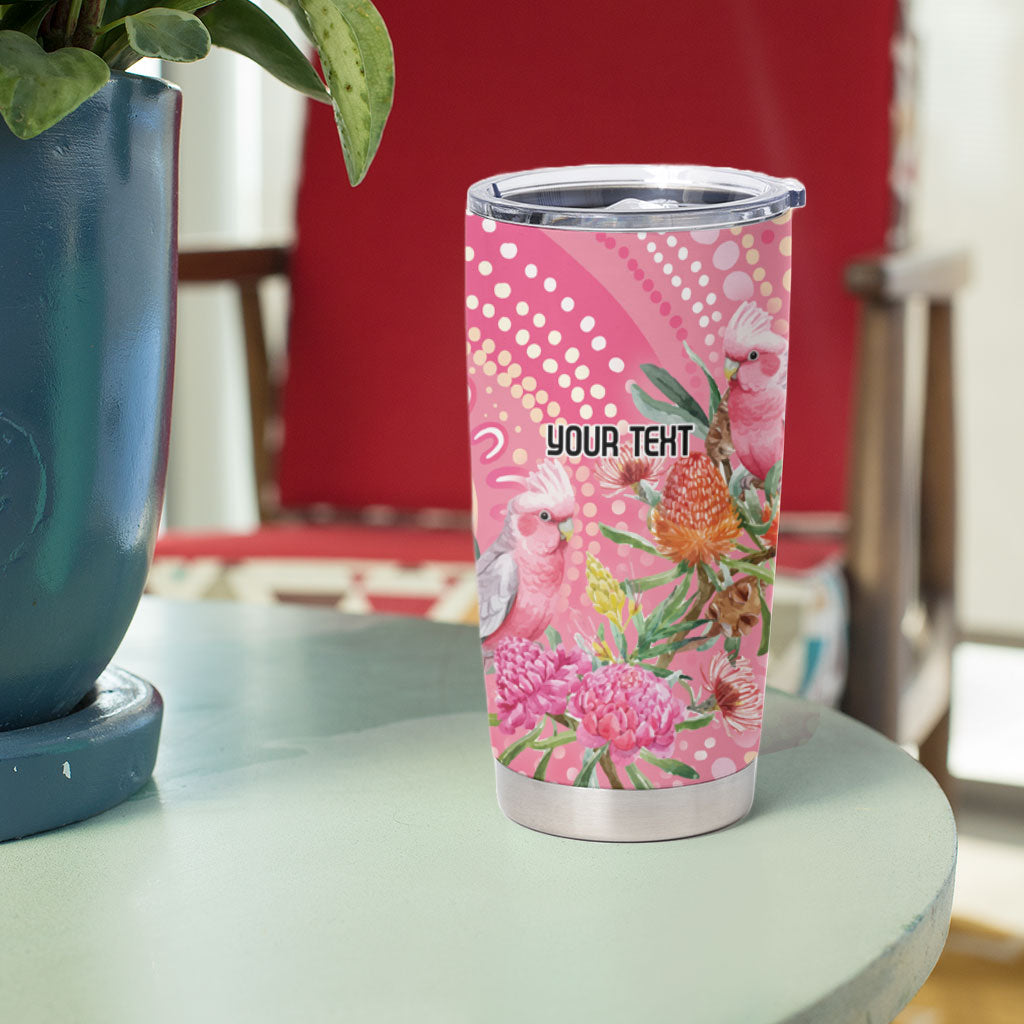 Personalized Pink Galah Aboriginal Dot Art Tumbler Cup Australia’s Breast Cancer Support