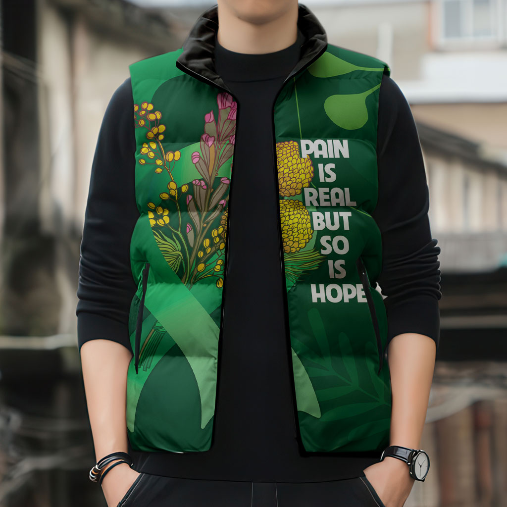 Australia Mental Health Personalised Sleeveless Puffer Jacket Pain Real But So Is Hope