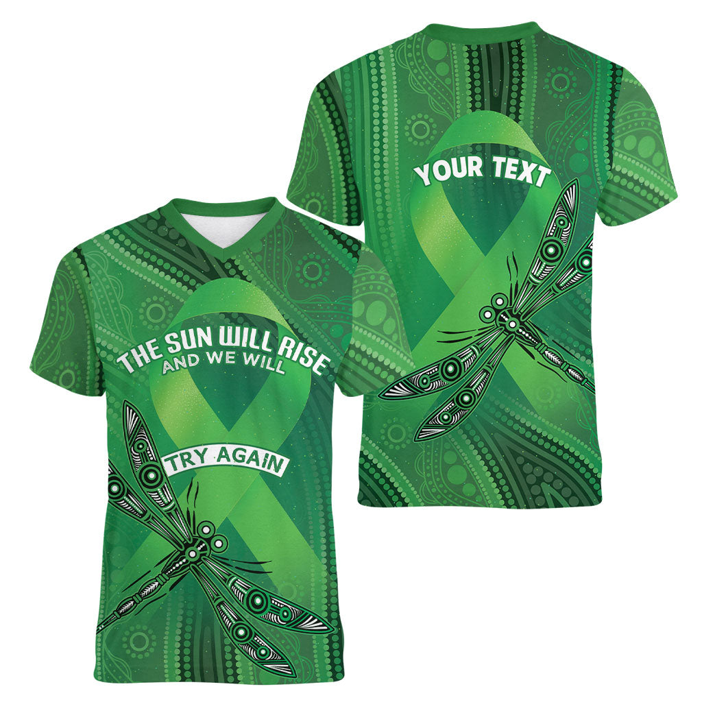 Australia Mental Health Personalised Women V-Neck T-Shirt The Sun Will Rise And We Will Try Again