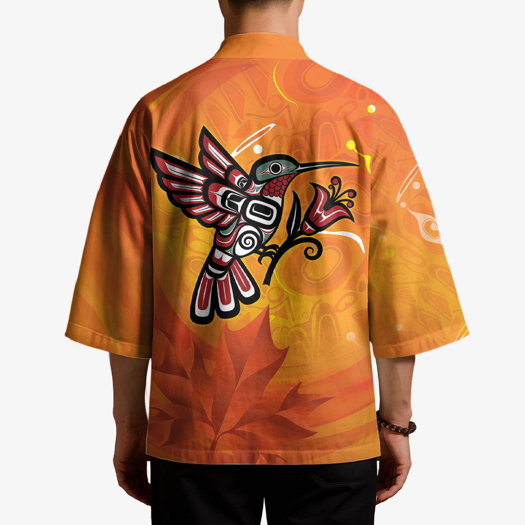 Indigenous Orange Day All Children Matters Support Kimono Canadian Haida Hummingbird