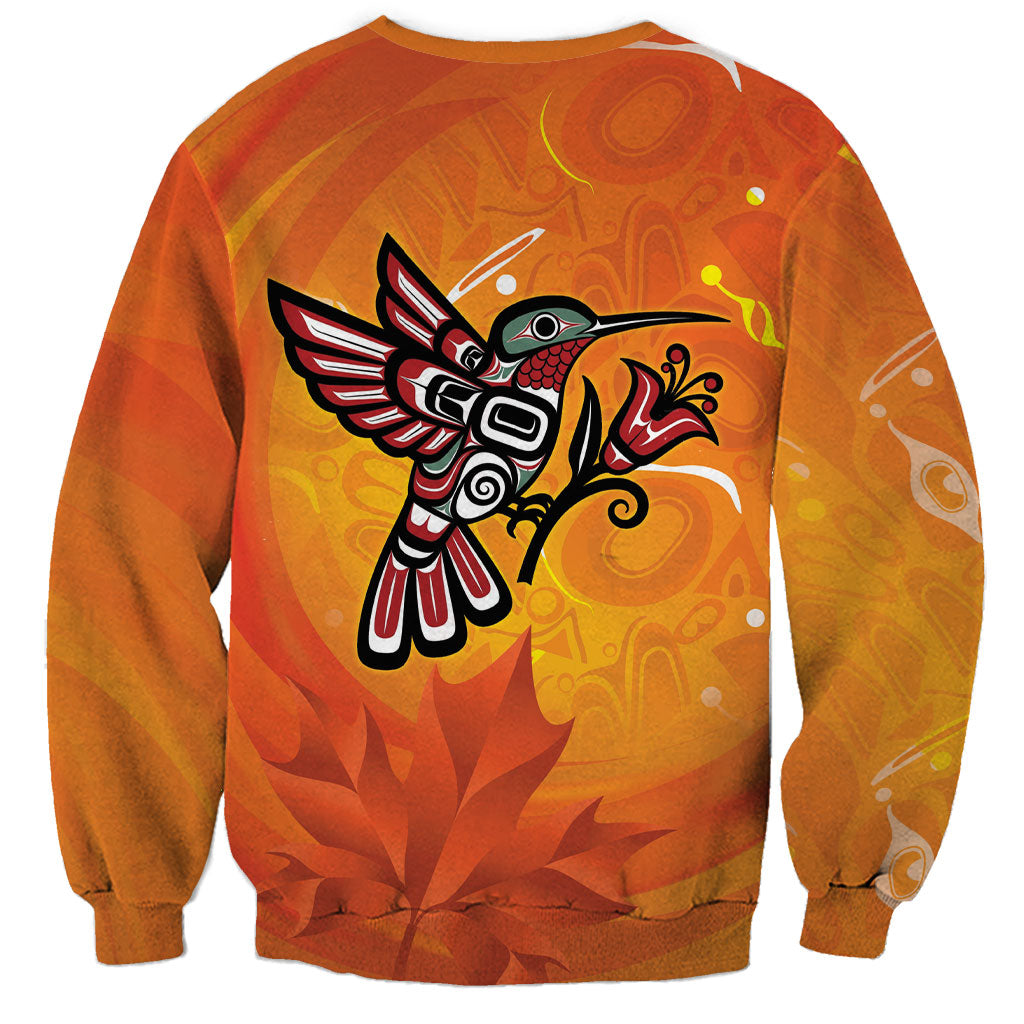 Indigenous Orange Day All Children Matters Support Sweatshirt Canadian Haida Hummingbird