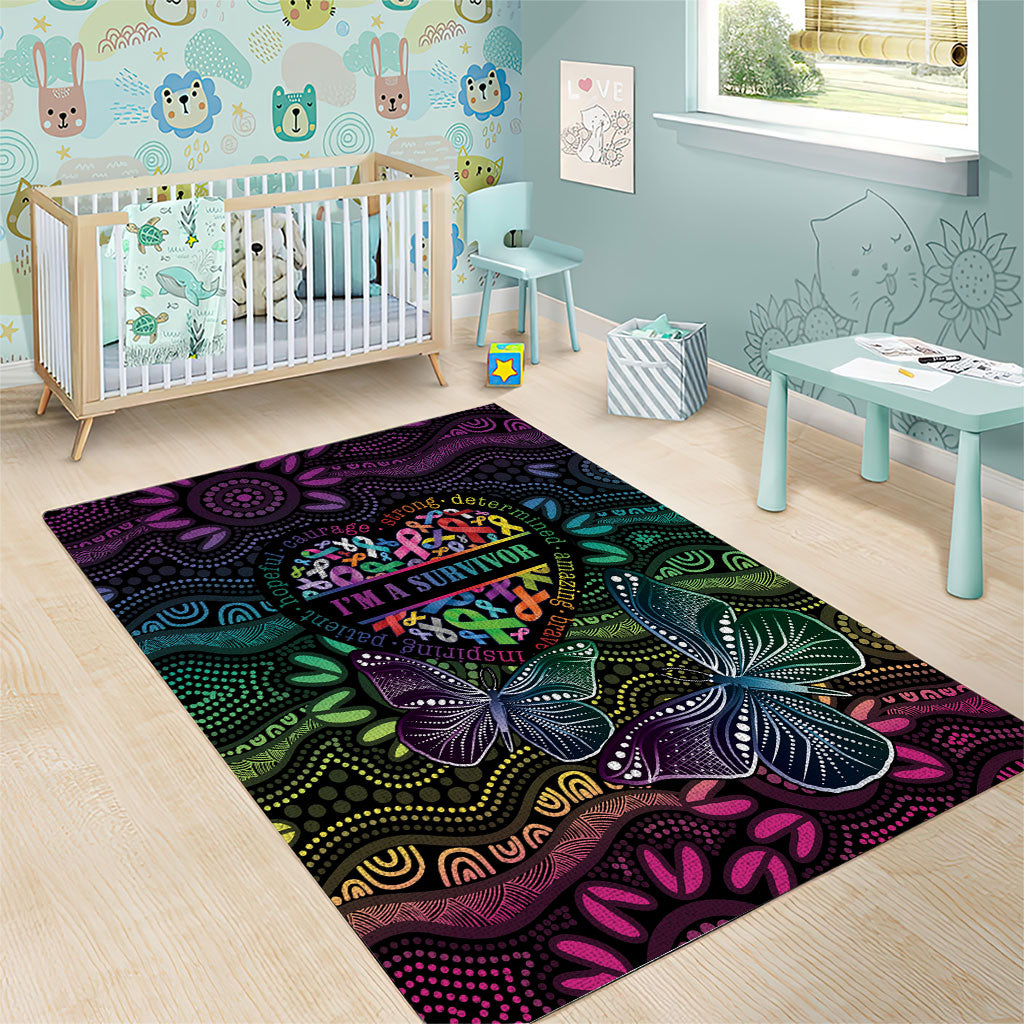 Australia Cancer Survivor Area Rug I’m A Survivor Ribbon Heart