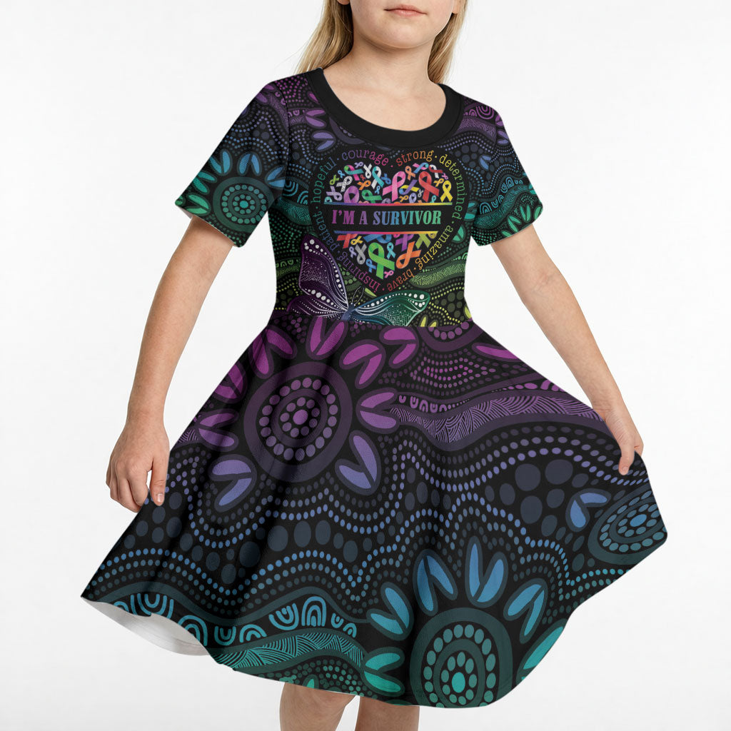 Australia Cancer Survivor Personalised Kid Short Sleeve Dress I’m A Survivor Ribbon Heart