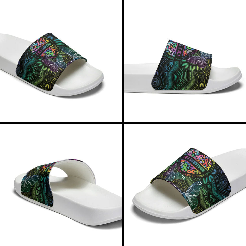 Australia Cancer Survivor Slide Sandals I’m A Survivor Ribbon Heart
