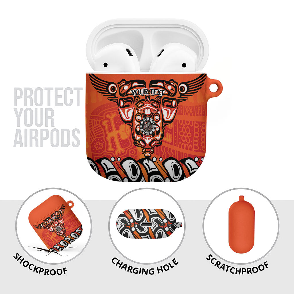 All Children Matters Support Personalized AirPods Case Haida Spirit Animals Indigenous Orange Day