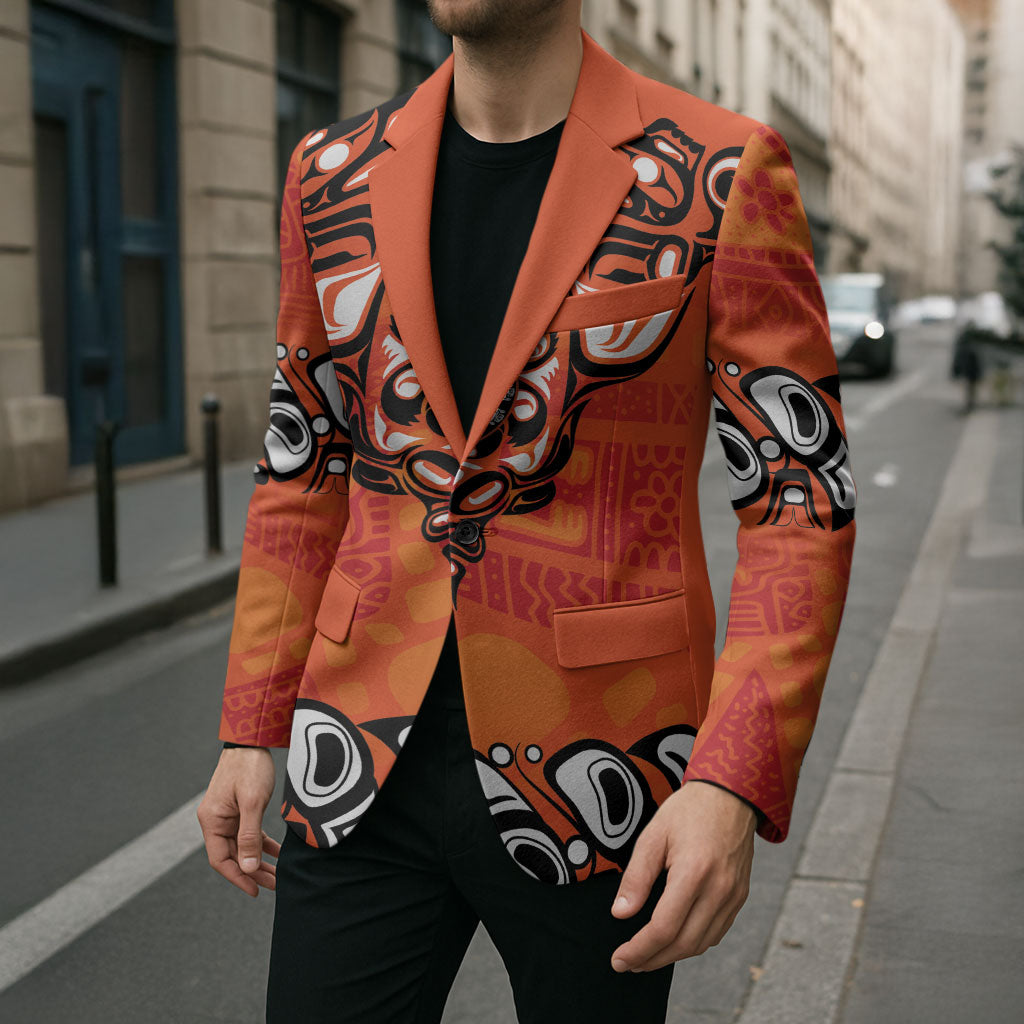 All Children Matters Support Personalized Blazer Haida Spirit Animals Indigenous Orange Day