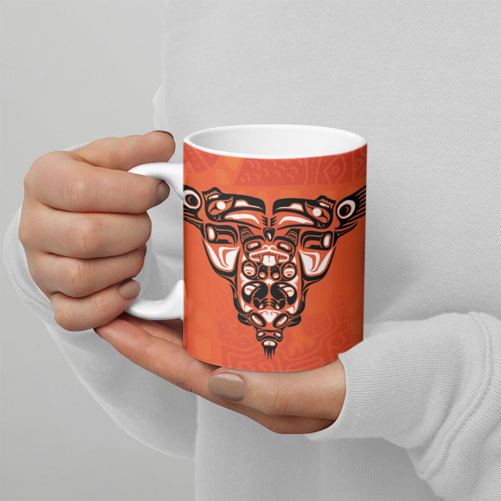 All Children Matters Support Personalized Ceramic Mug Haida Spirit Animals Indigenous Orange Day