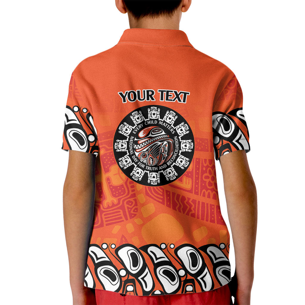 All Children Matters Support Personalized Kid Polo Shirt Haida Spirit Animals Indigenous Orange Day