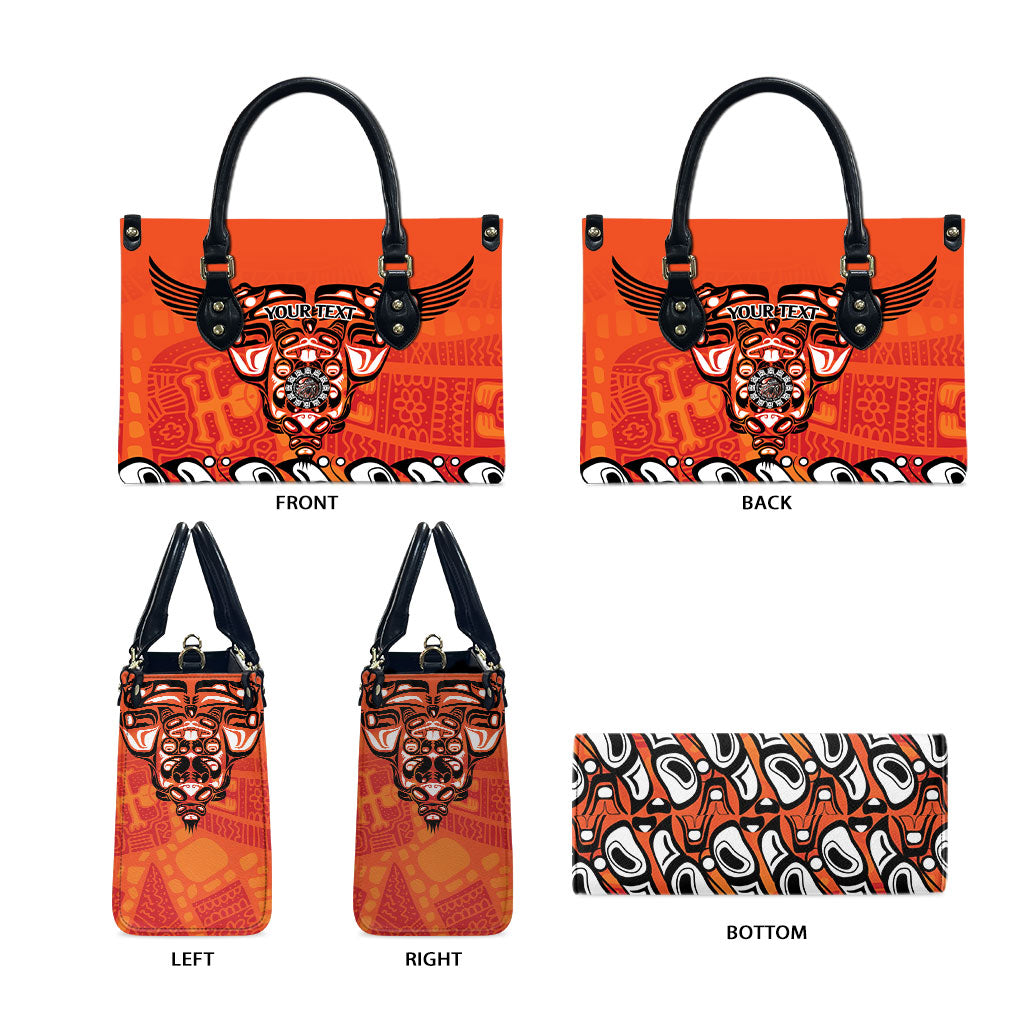 All Children Matters Support Personalized Leather Bag Haida Spirit Animals Indigenous Orange Day