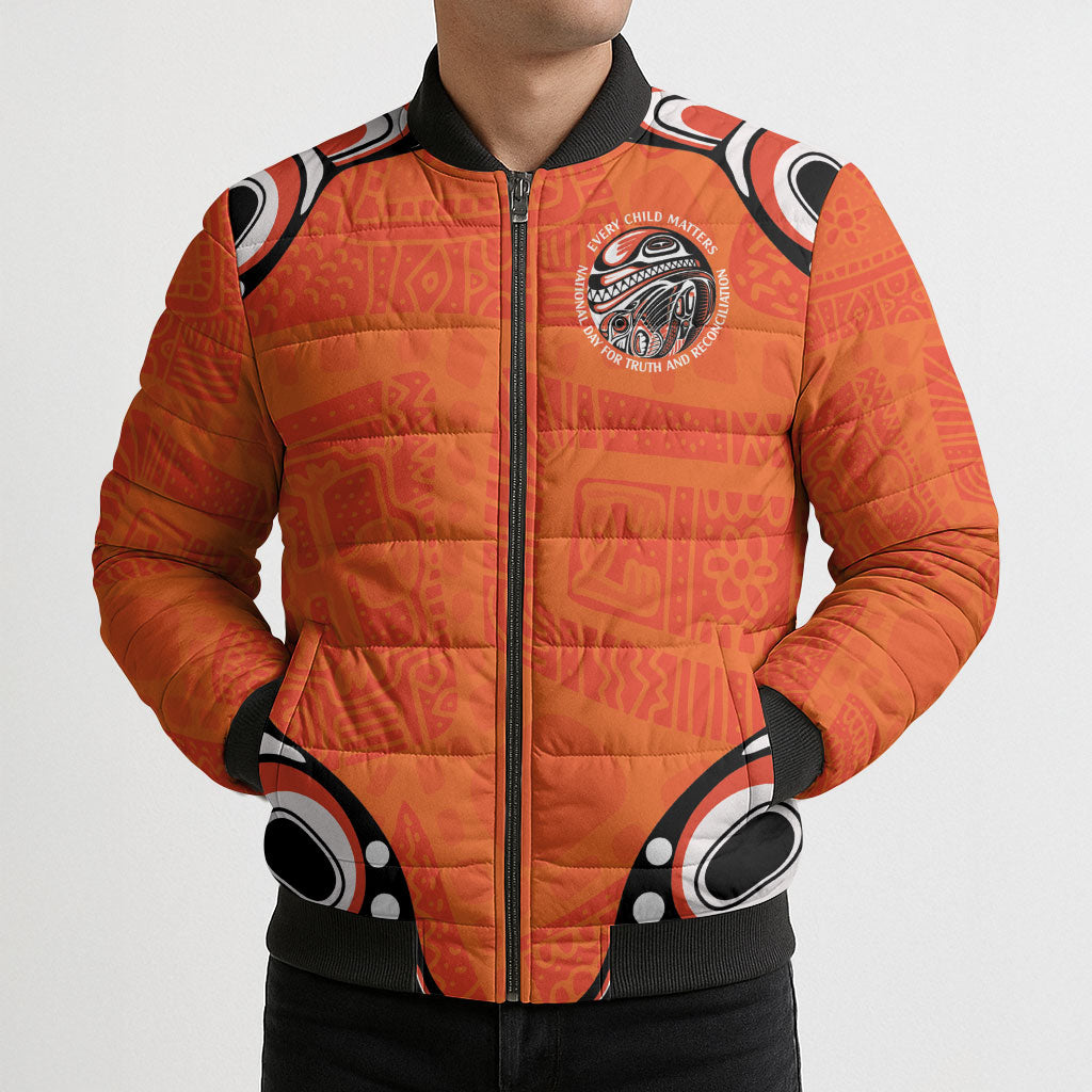 All Children Matters Support Personalized Bomber Puffer Jacket Kindness and Equality Indigenous Orange Day