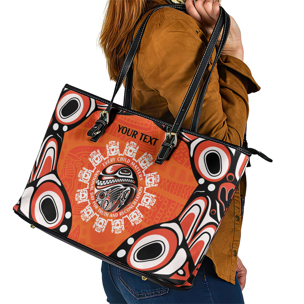 All Children Matters Support Personalized Leather Tote Bag Kindness and Equality Indigenous Orange Day