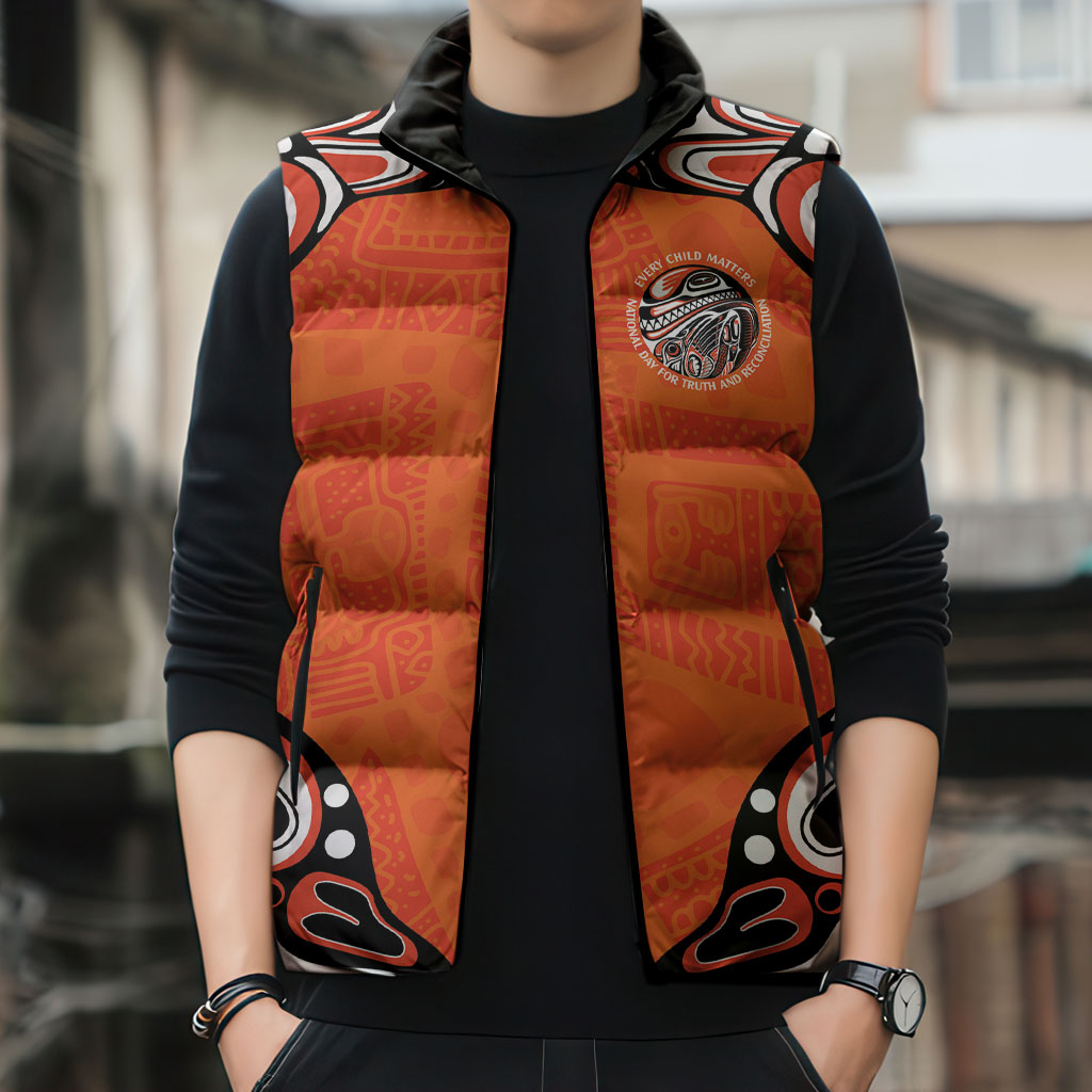 All Children Matters Support Personalized Sleeveless Puffer Jacket Kindness and Equality Indigenous Orange Day