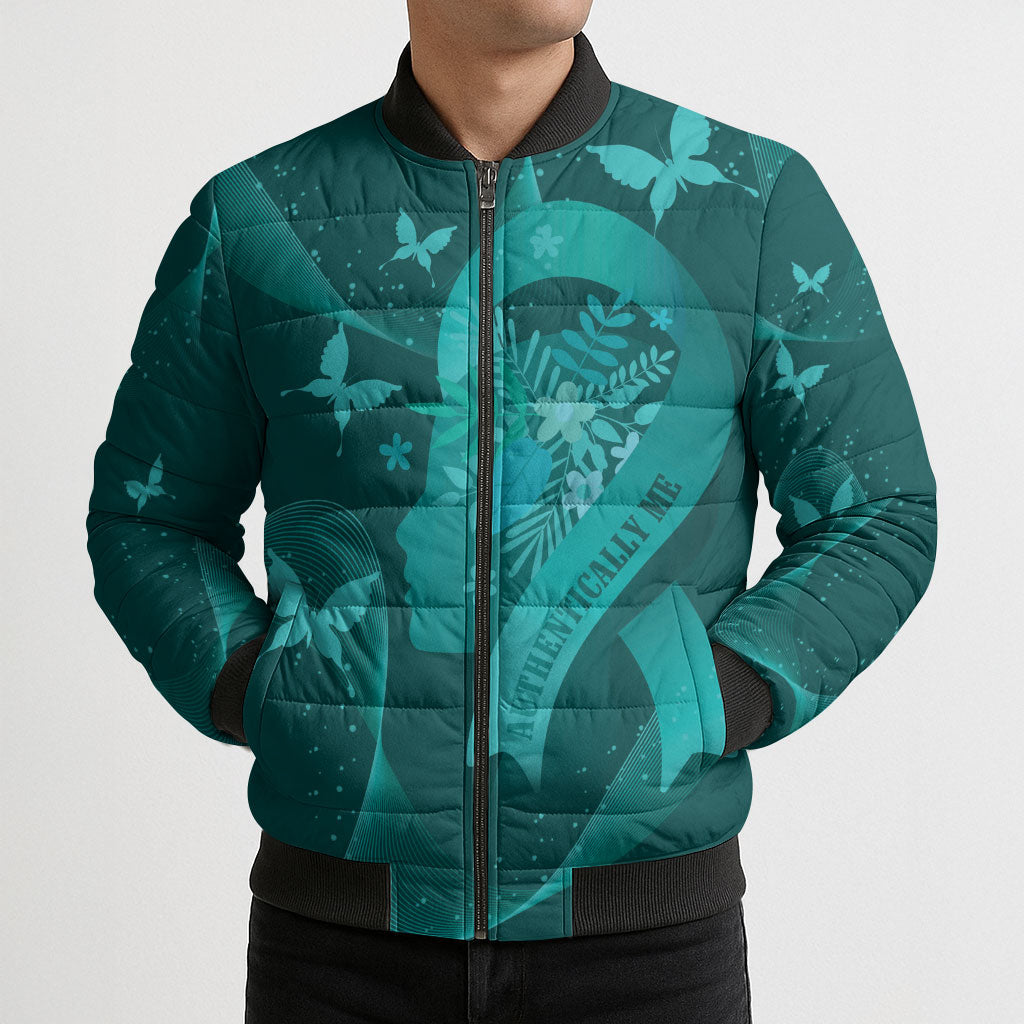 Australia Tourette Syndrome Support Acceptance Personalised Bomber Puffer Jacket Butterfly Ribbon Art
