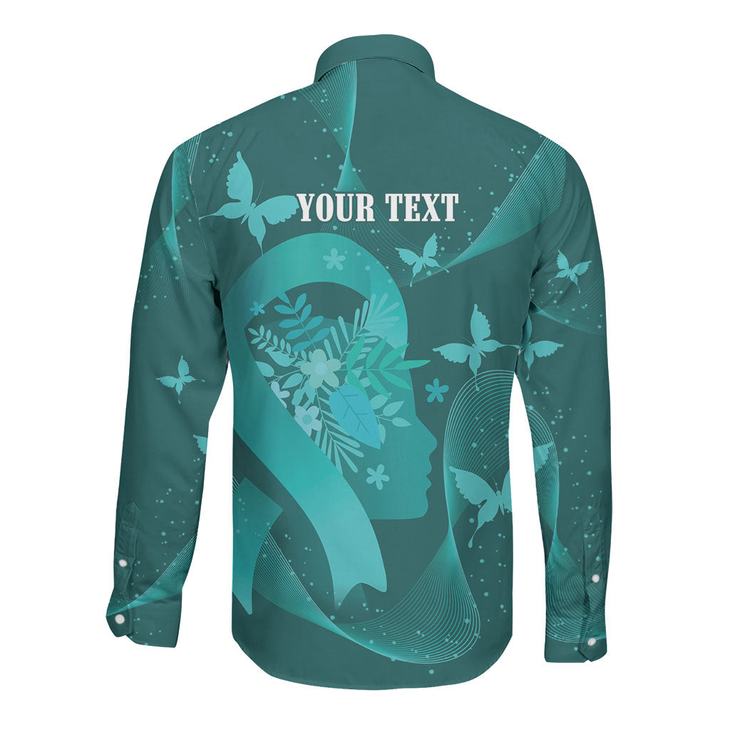 Australia Tourette Syndrome Support Acceptance Personalised Long Sleeve Button Shirt Butterfly Ribbon Art